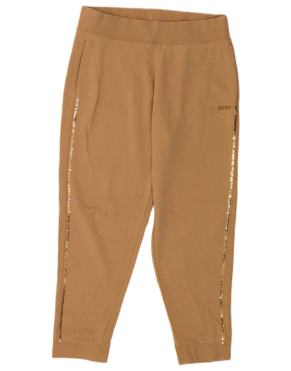 Hugo Boss Womens Joggers Capri Calças Reino Unido 16 Grande Algodão Marrom