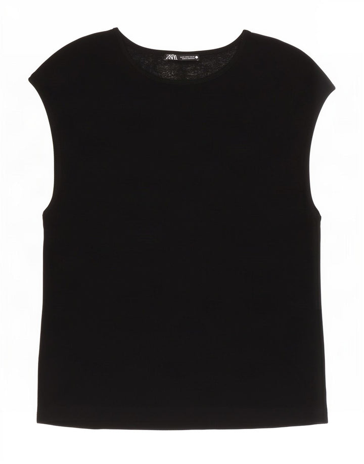 Camiseta feminina Zara Top UK 10 pequena preta