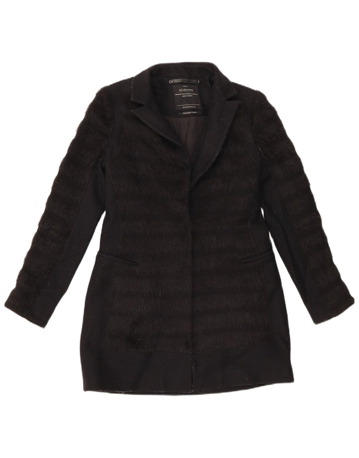 Sobretudo feminino All Saints Reino Unido 10 lã virgem listrada preta pequena