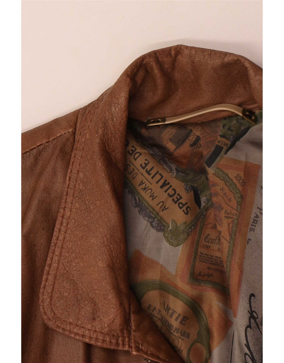 Colete de couro masculino vintage UK 40 grande marrom