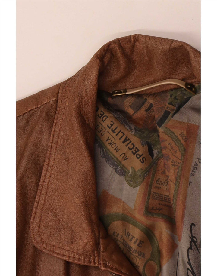 Colete de couro masculino vintage UK 40 grande marrom