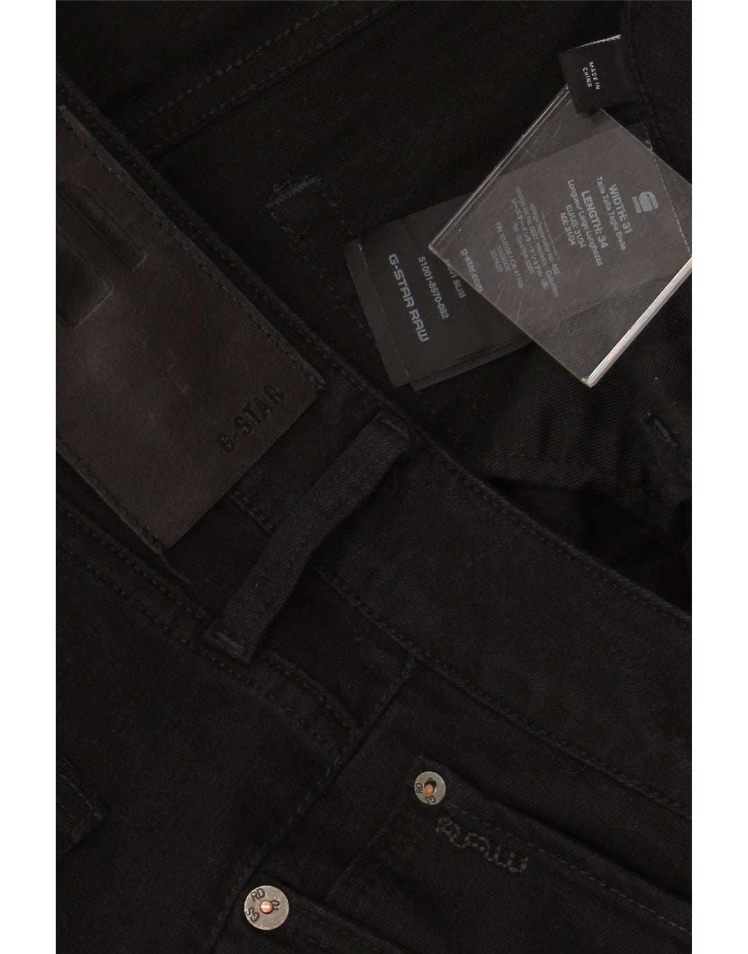Jeans slim masculino G-STAR W31 L34 poliéster preto