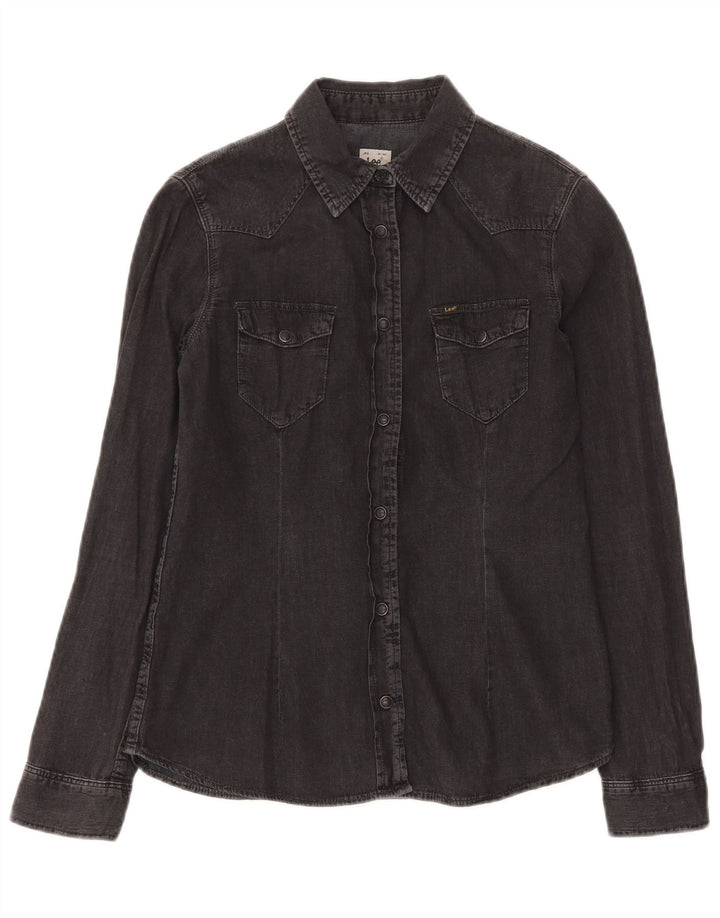 Camisa jeans feminina Lee UK 10 pequena preta