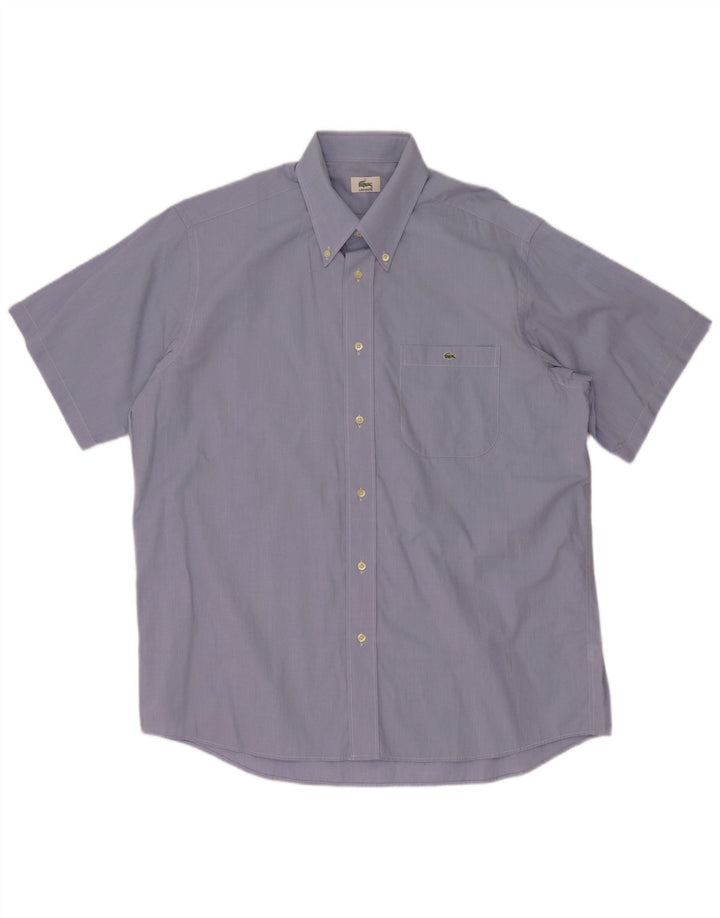 Lacoste Camisa masculina de manga curta tamanho 41 grande algodão azul