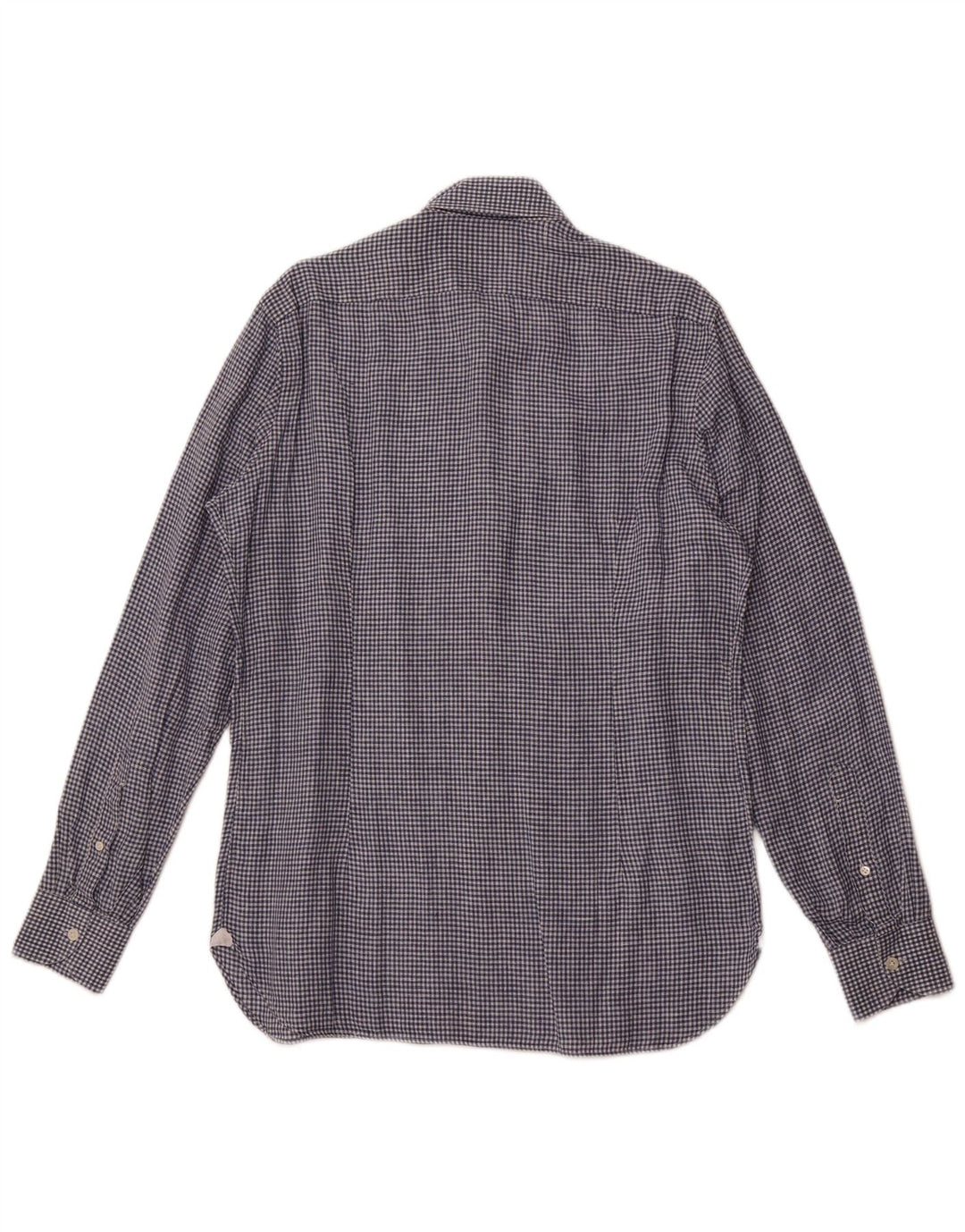 Camisa masculina BORRELLI tamanho 40 15 3/4 algodão guingão azul médio