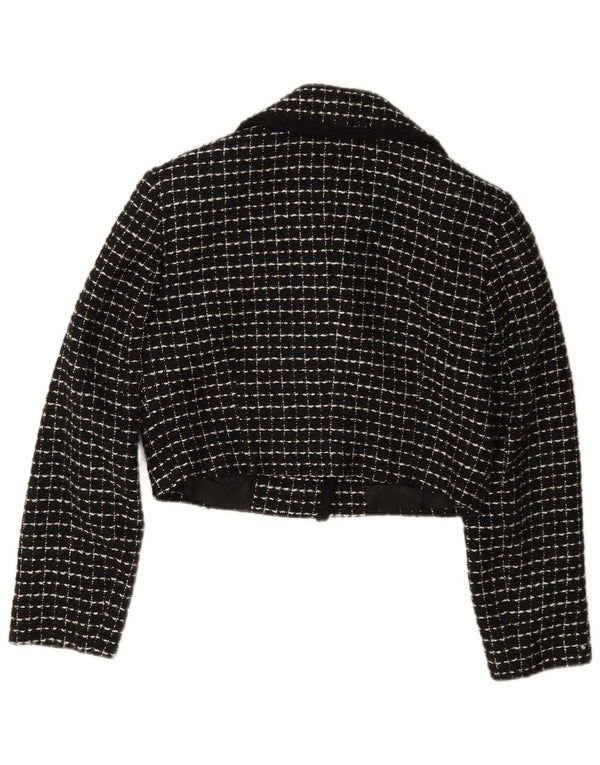 Blazer feminino vintage com corte de 3 botões IT 42 xadrez preto médio