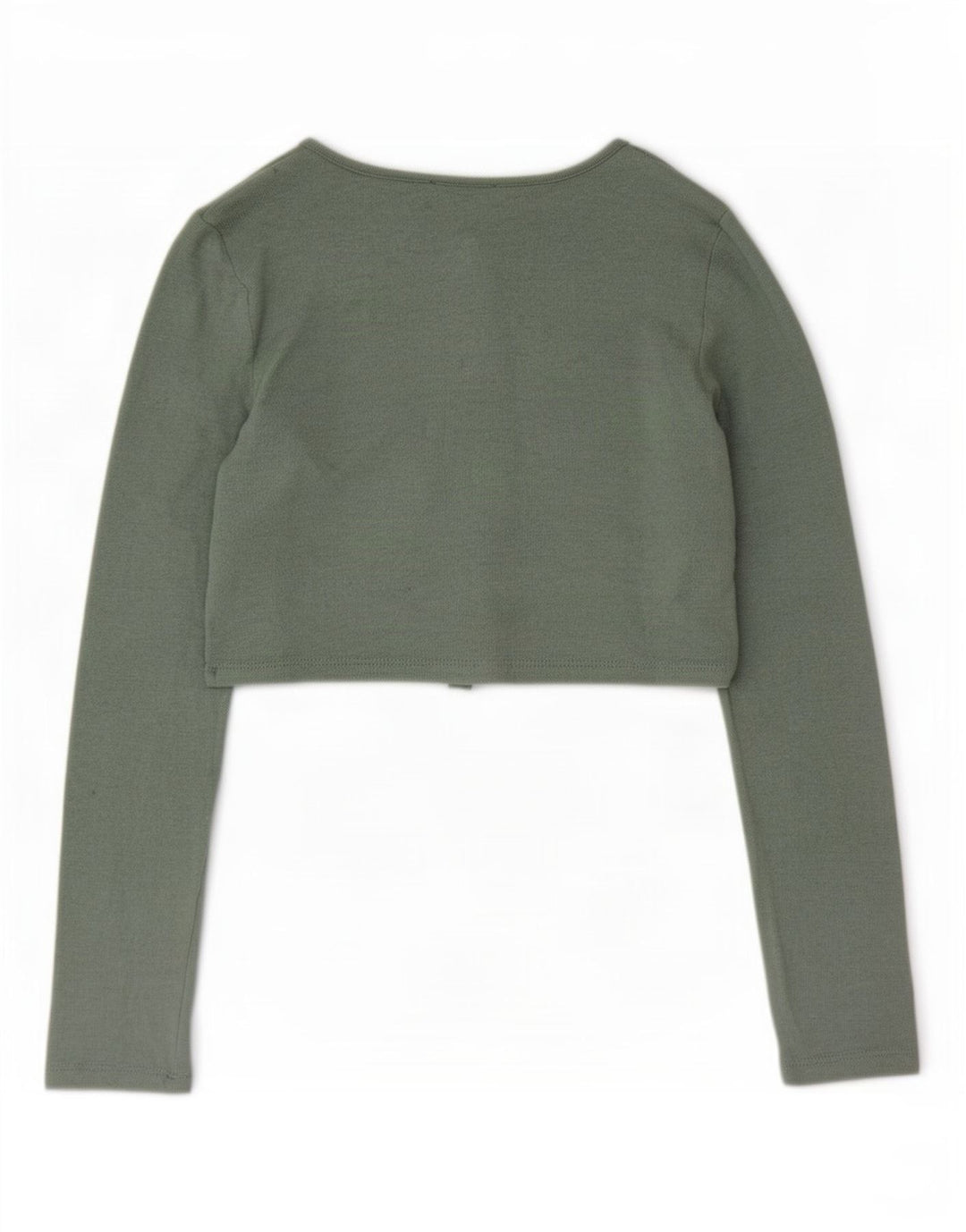 Zara Womens Crop Cardigan Top UK 12 Médio Verde Viscose