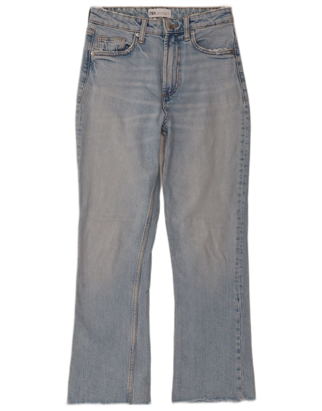 Zara Calça Jeans Feminina Cintura Alta Bootcut EU 34 2XS W24 L26 Azul