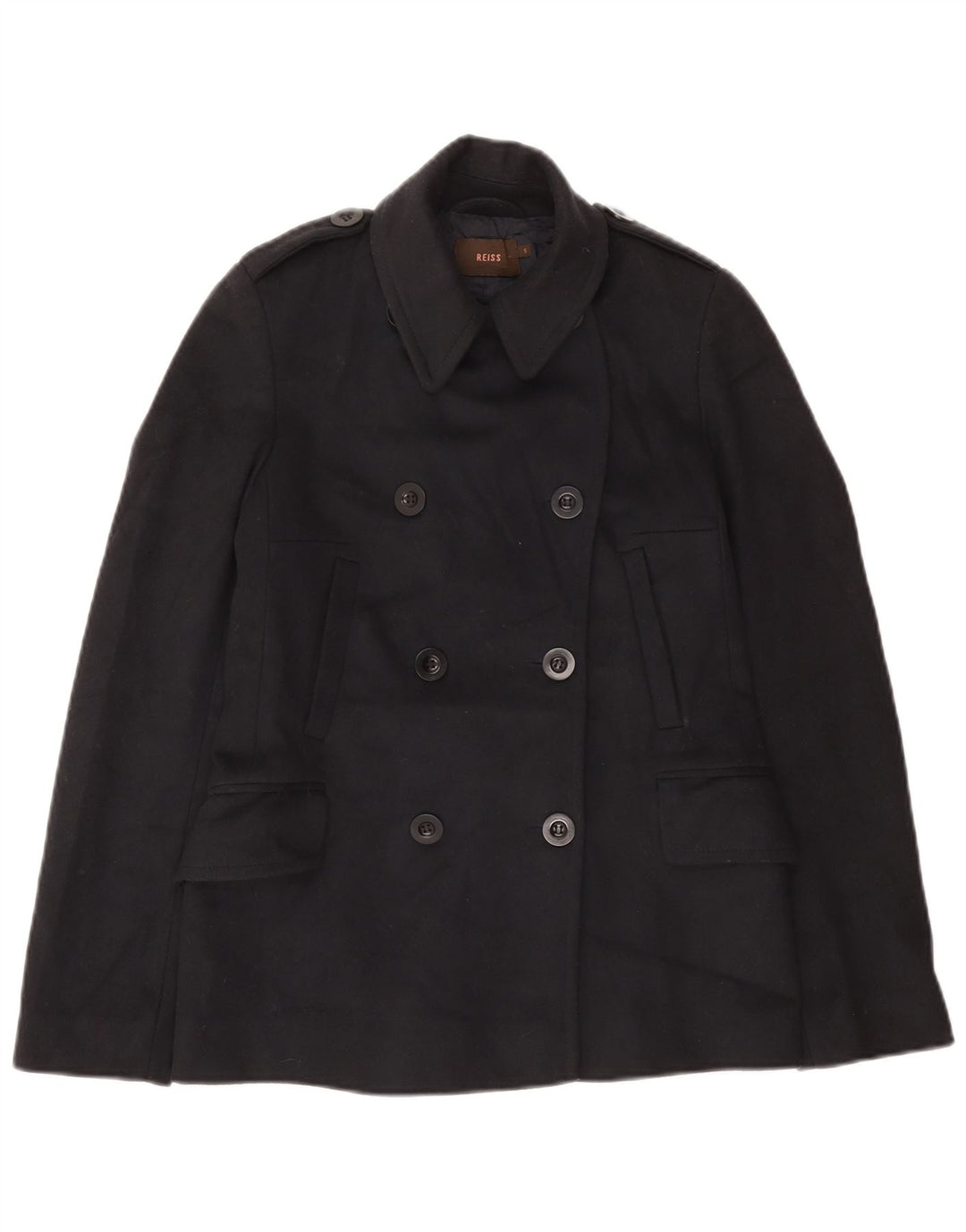 Casaco feminino Reiss militar ervilha Reino Unido 10 lã azul marinho pequeno
