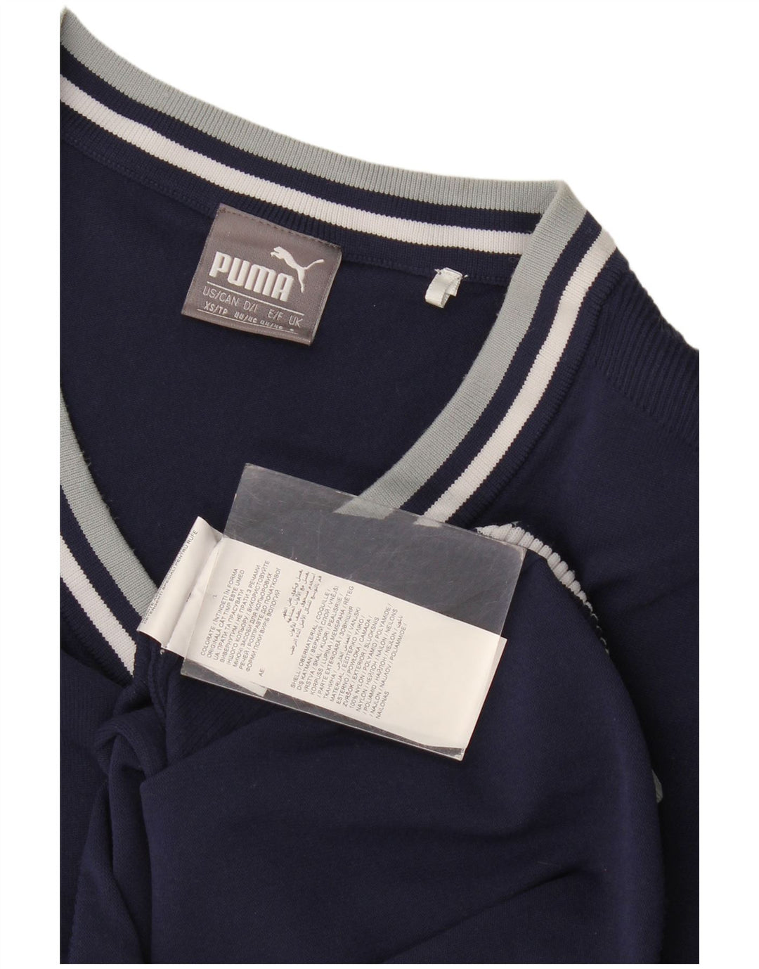 Suéter masculino Puma com decote em V pequeno azul marinho nylon