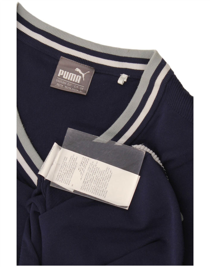 Suéter masculino Puma com decote em V pequeno azul marinho nylon
