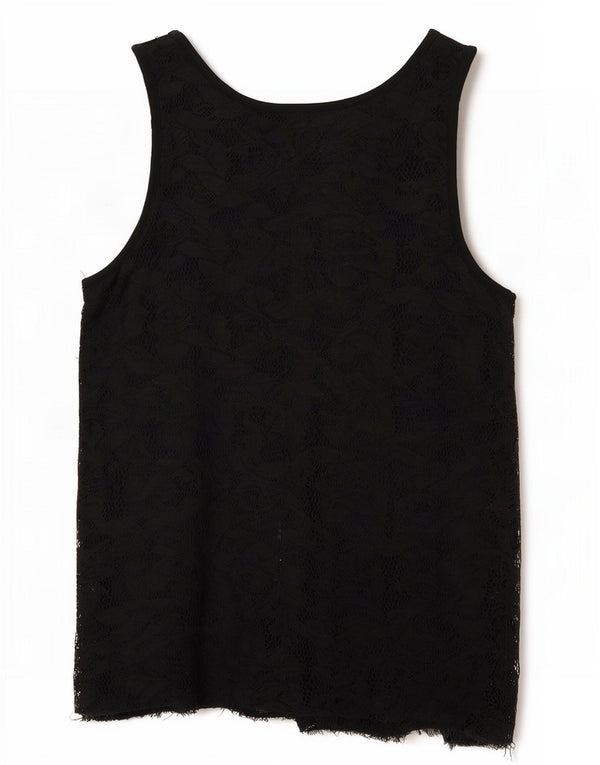 Top feminino de renda Guess UK 14 viscose floral preta média