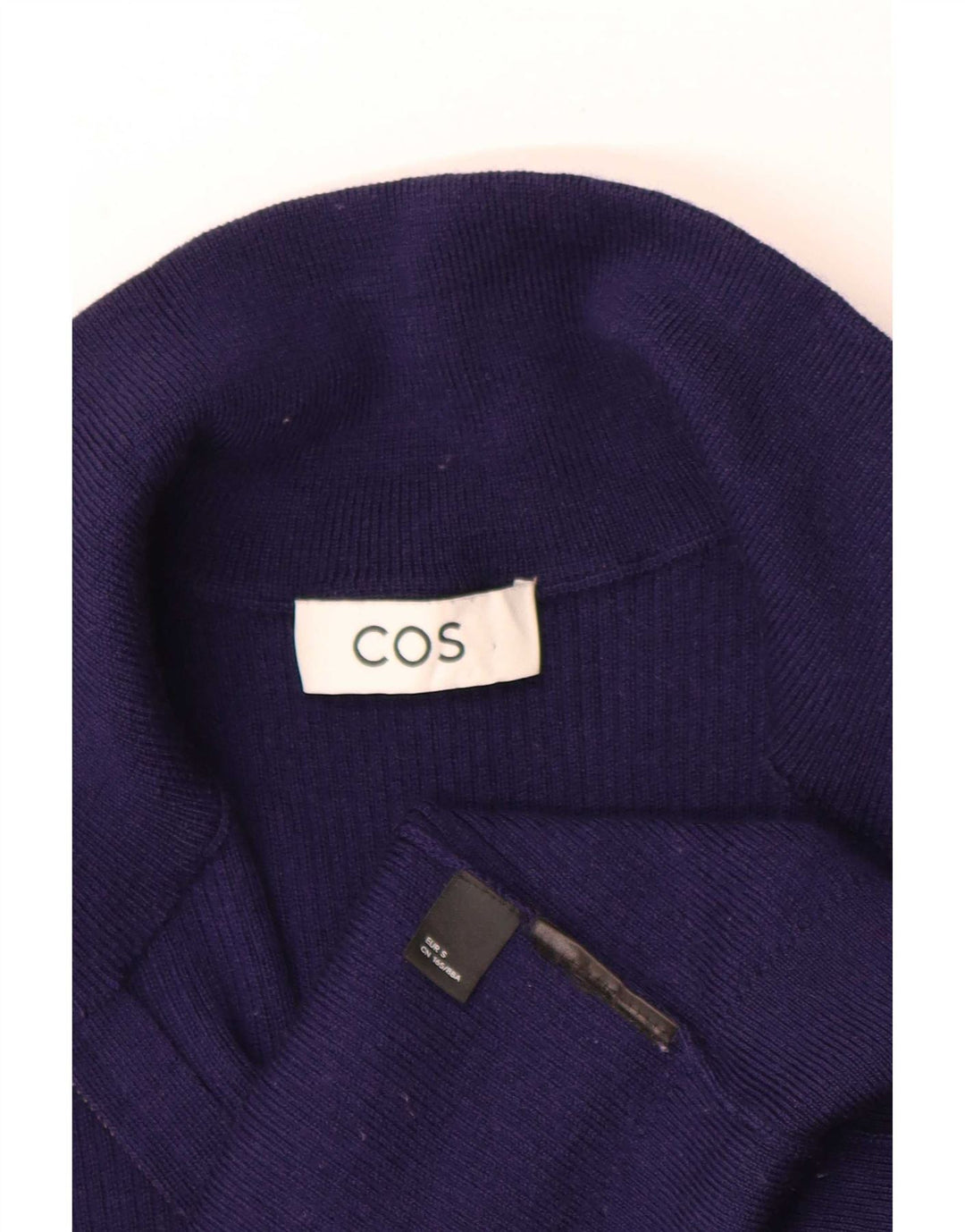Suéter cardigã masculino Cos pequeno bloco colorido azul marinho