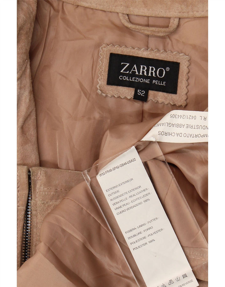 Jaqueta bomber de camurça feminina Zarro IT 52 2XL couro bege