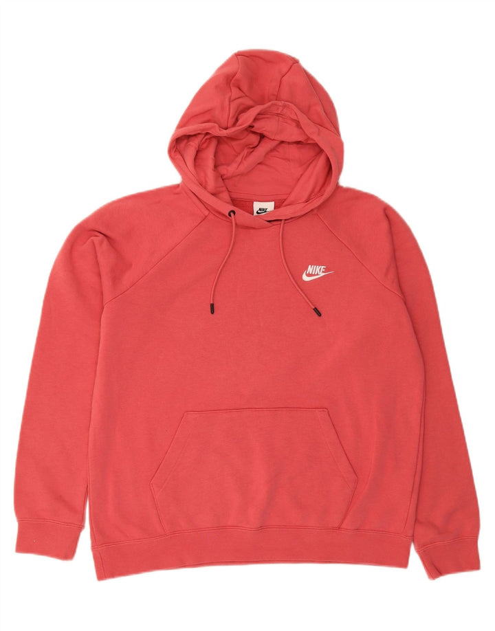 NIKE Mens Hoodie Jumper Grande Algodão Vermelho