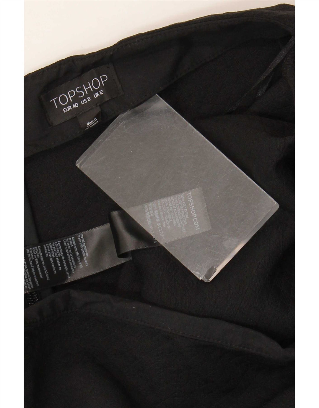 Minissaia feminina Topshop Reino Unido 12 médio W30 poliéster floral preto