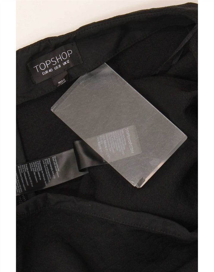 Minissaia feminina Topshop Reino Unido 12 médio W30 poliéster floral preto