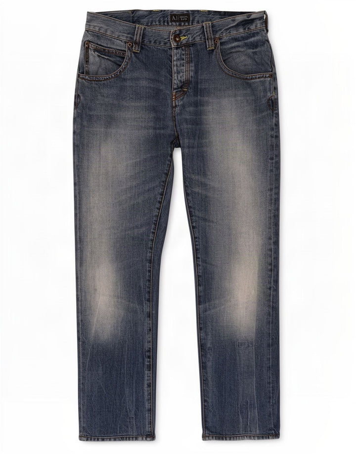 Calça jeans reta masculina Armani W34 L30 azul