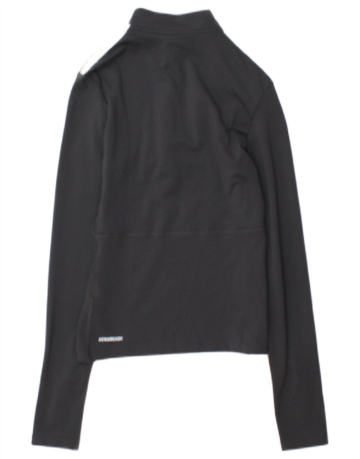Adidas feminino zip neck pulôver treino top reino unido 4/6 XS cinza colorblock