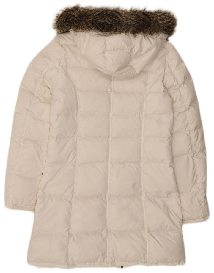 Casaco acolchoado com capuz feminino Tommy Hilfiger UK 12 médio branco poliéster