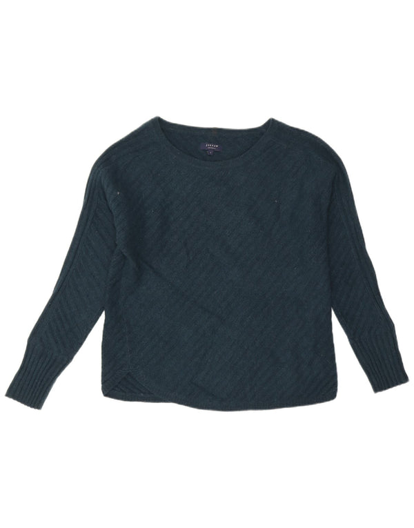 Suéter feminino Jigsaw com gola canoa e caxemira verde pequena Reino Unido 10