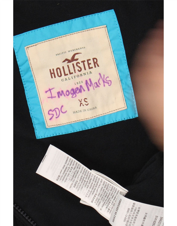 Jaqueta feminina acolchoada com capuz e ajuste solto HOLLISTER UK 6 XS poliéster preto