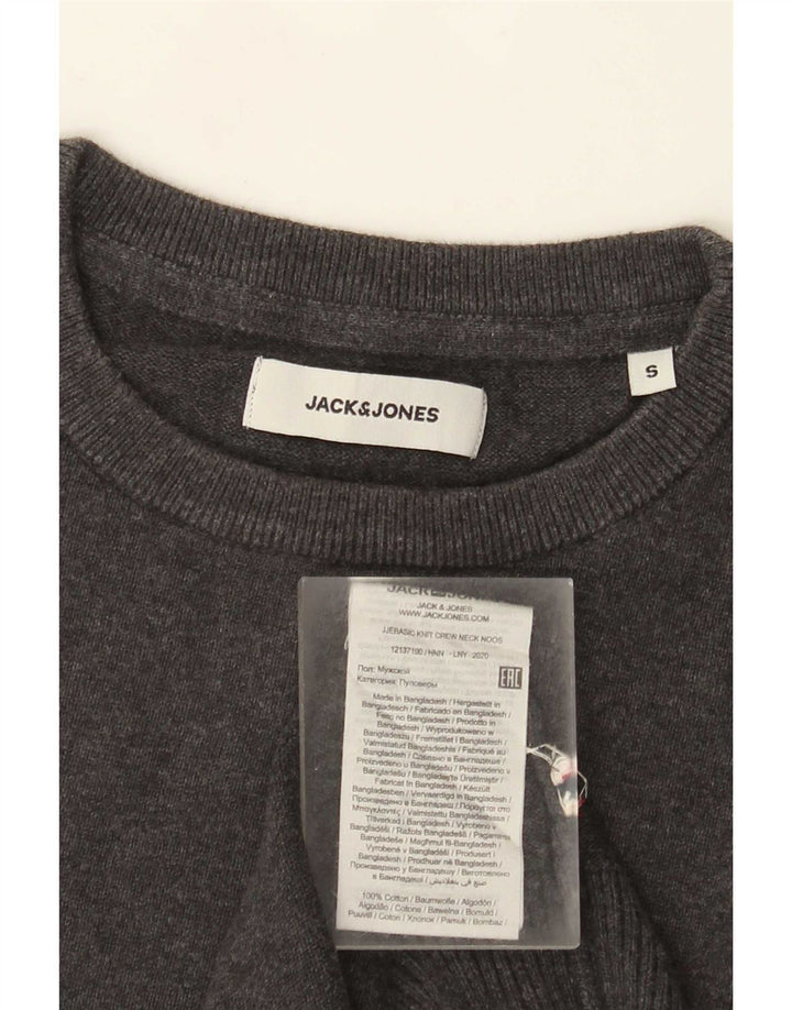 Suéter masculino Jack & Jones com gola redonda e algodão cinza pequeno