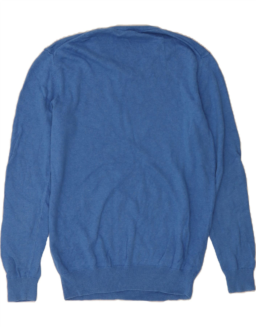CREW CLOTHING Mens V-Neck Jumper Sweater Small Blue Cotton Vintage Crew Clothing and Second-Hand Crew Clothing from Messina Hembry 