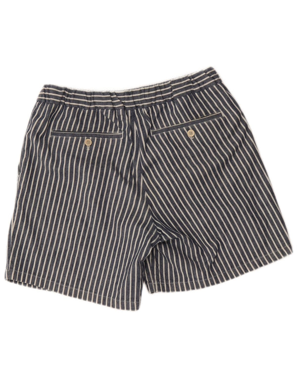 Zara Shorts esportivos masculinos grandes W34 algodão listrado azul