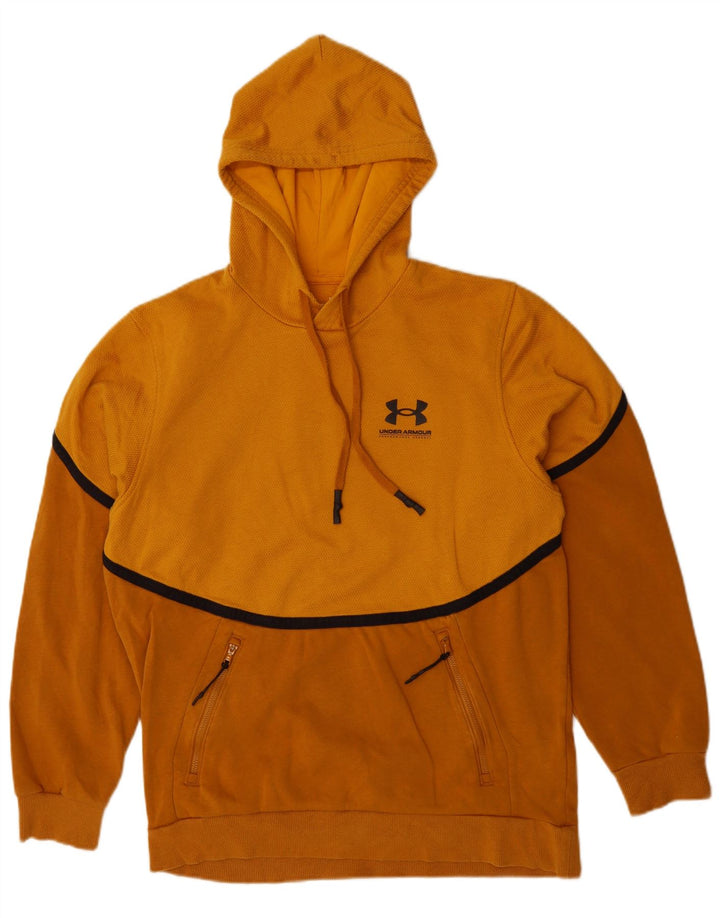 Under Armour Mens Hoodie Jumper Médio Laranja Algodão Colorblock