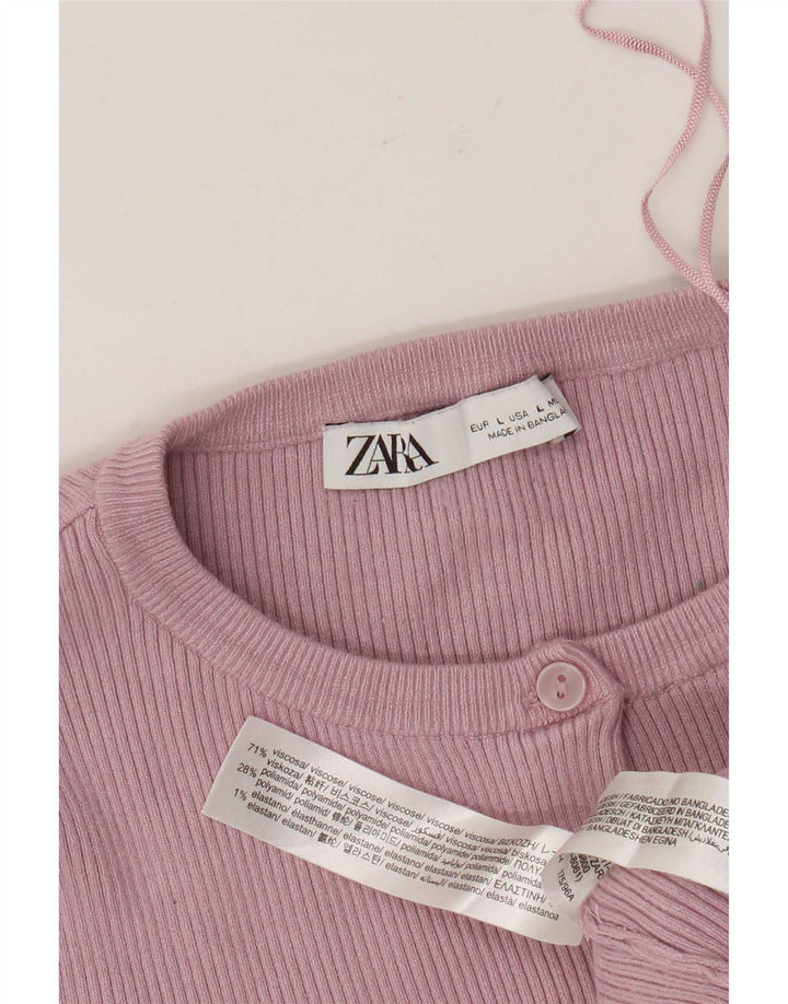 Zara Womens Crop Top UK 14 Grande Viscose Rosa