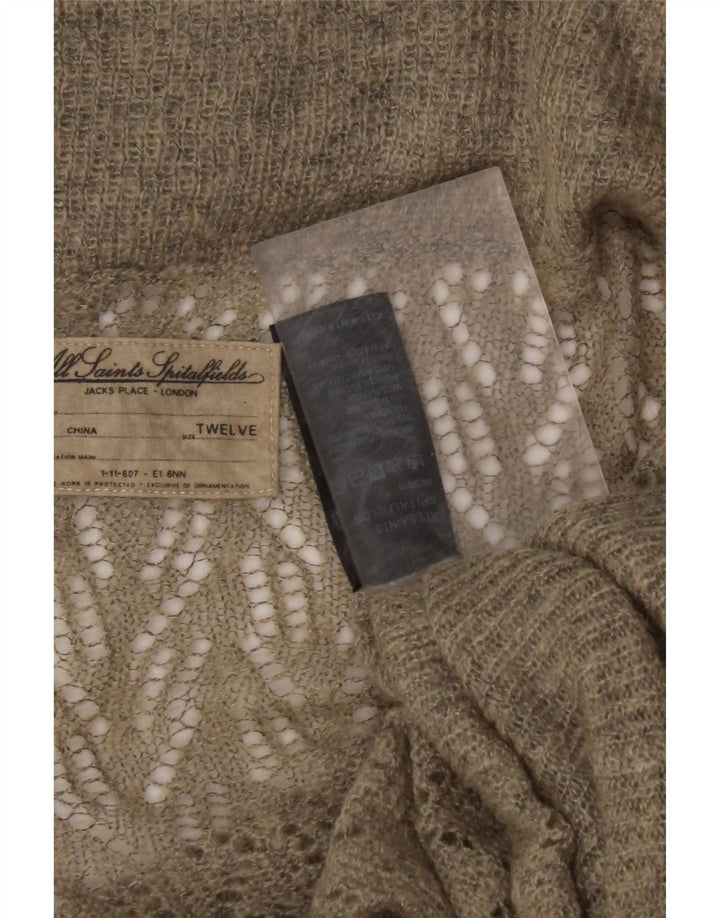 All Saints Suéter feminino oversized com corte envoltório tamanho 12 verde