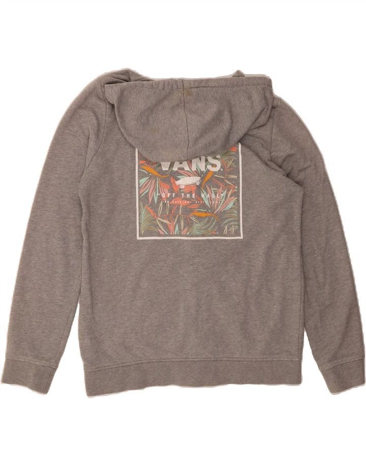 VANS Womens Graphic Zip Hoodie Sweater UK 14 Medium Grey Cotton Vintage Vans and Second-Hand Vans from Messina Hembry 