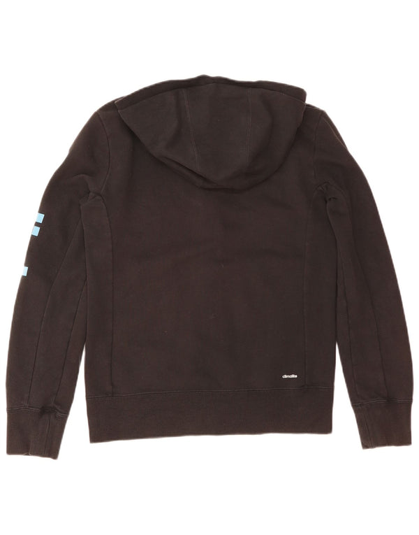 Suéter Adidas feminino com capuz e zíper gráfico UK 12/14 médio algodão preto