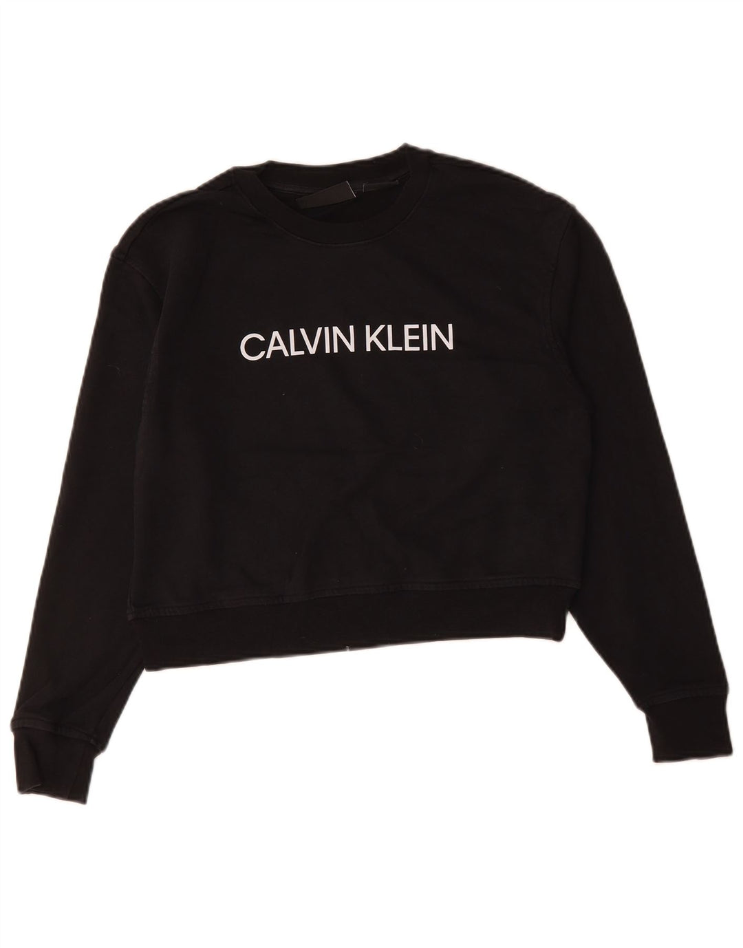 Calvin Klein moletom feminino oversized crop jumper UK 10 pequeno preto