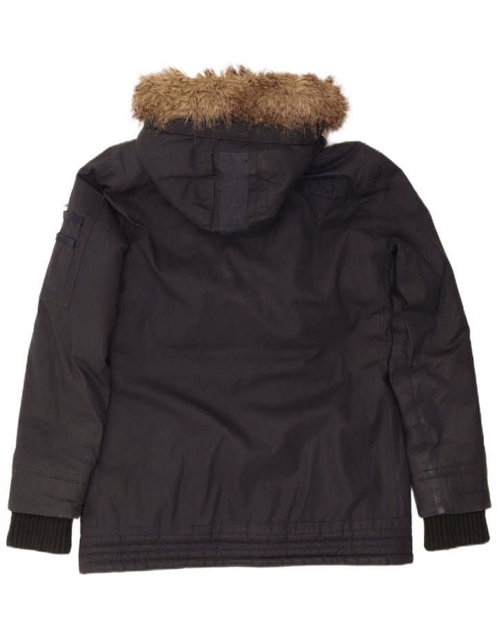 Jaqueta parka feminina SUPERDRY com capuz Reino Unido 16 grande algodão azul marinho