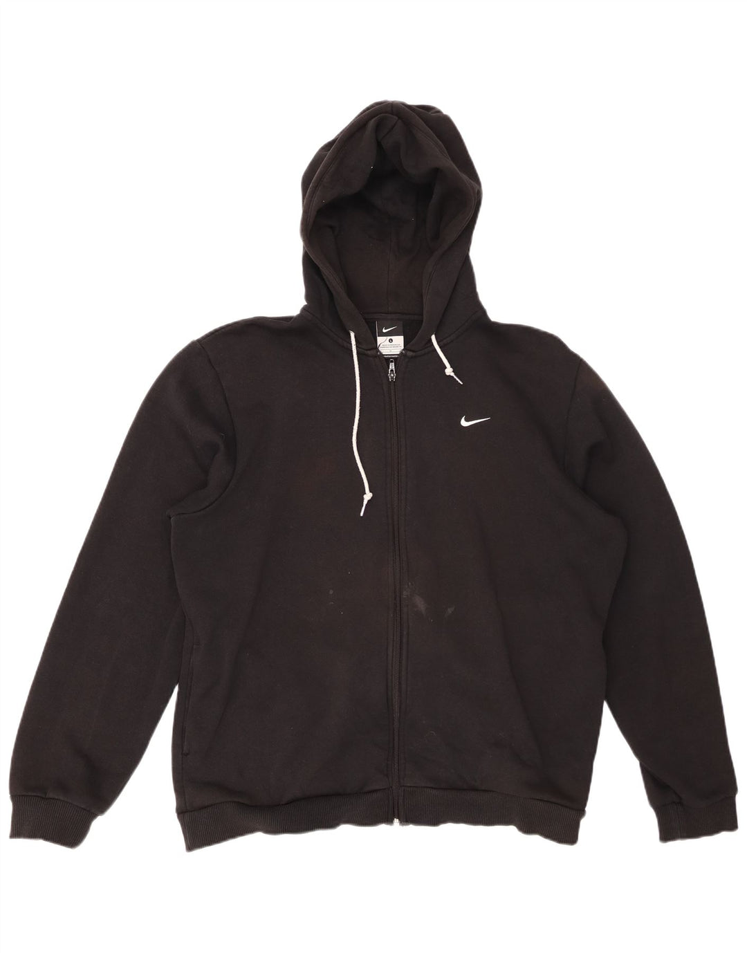 Suéter masculino NIKE com capuz e zíper grande de algodão preto
