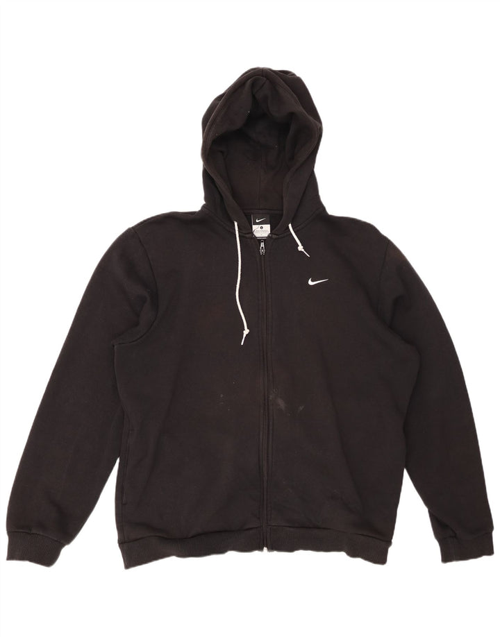 Suéter masculino NIKE com capuz e zíper grande de algodão preto