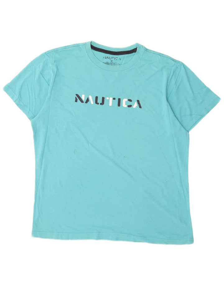 Camiseta masculina gráfica Nautica Top médio algodão turquesa