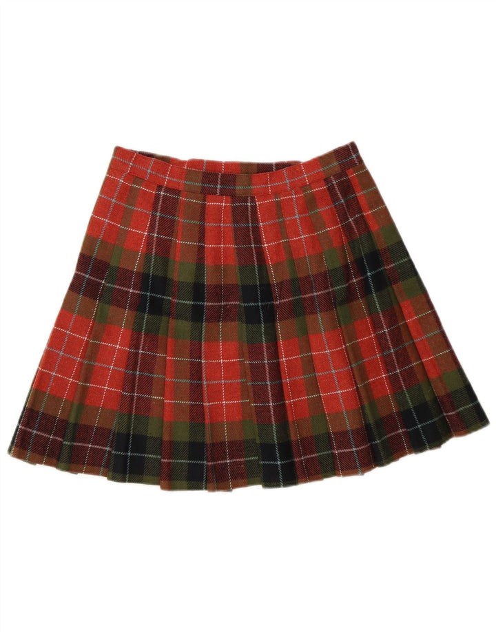 Mini saia feminina Stefanel IT 40 pequena W26 poliéster xadrez vermelho