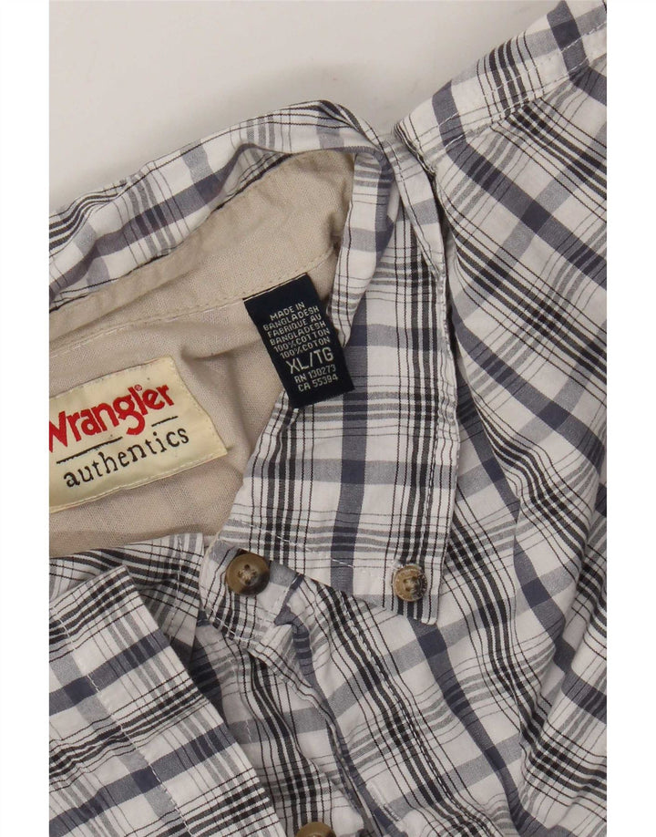 Camisa Wrangler masculina de manga curta XL branco xadrez algodão