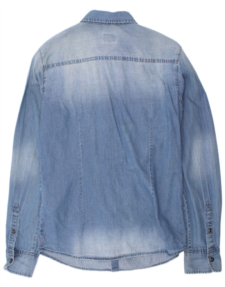Camisa jeans Armani Junior Boys 13-14 anos azul algodão