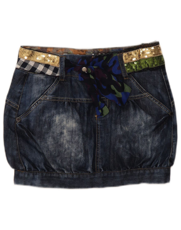 Desigual Mini saia jeans para meninas 11-12 anos W26 Azul marinho Colourblock
