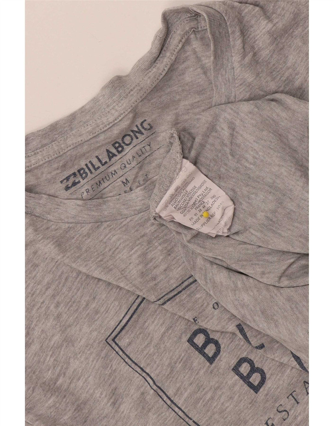 Camiseta masculina gráfica Billabong algodão manchado cinza médio