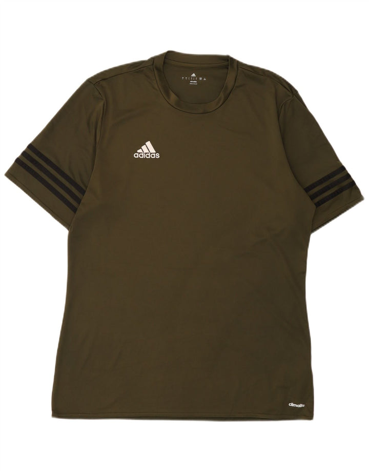 Adidas Mens Climalite Camiseta Top Grande Poliéster Cáqui