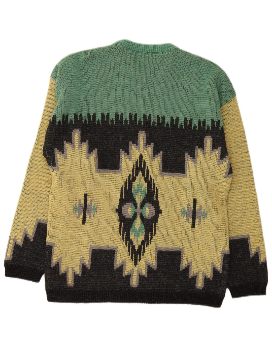 Suéter masculino Stefanel com gola redonda e lã Ikat amarelo médio