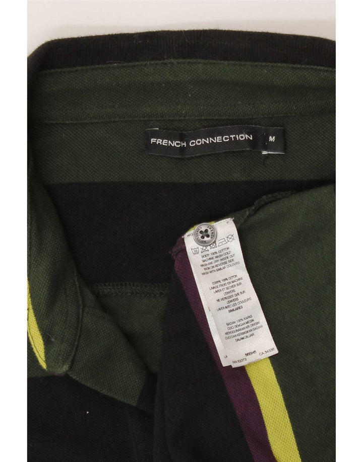 Camisa polo masculina de ajuste regular French Connection algodão listrado verde médio