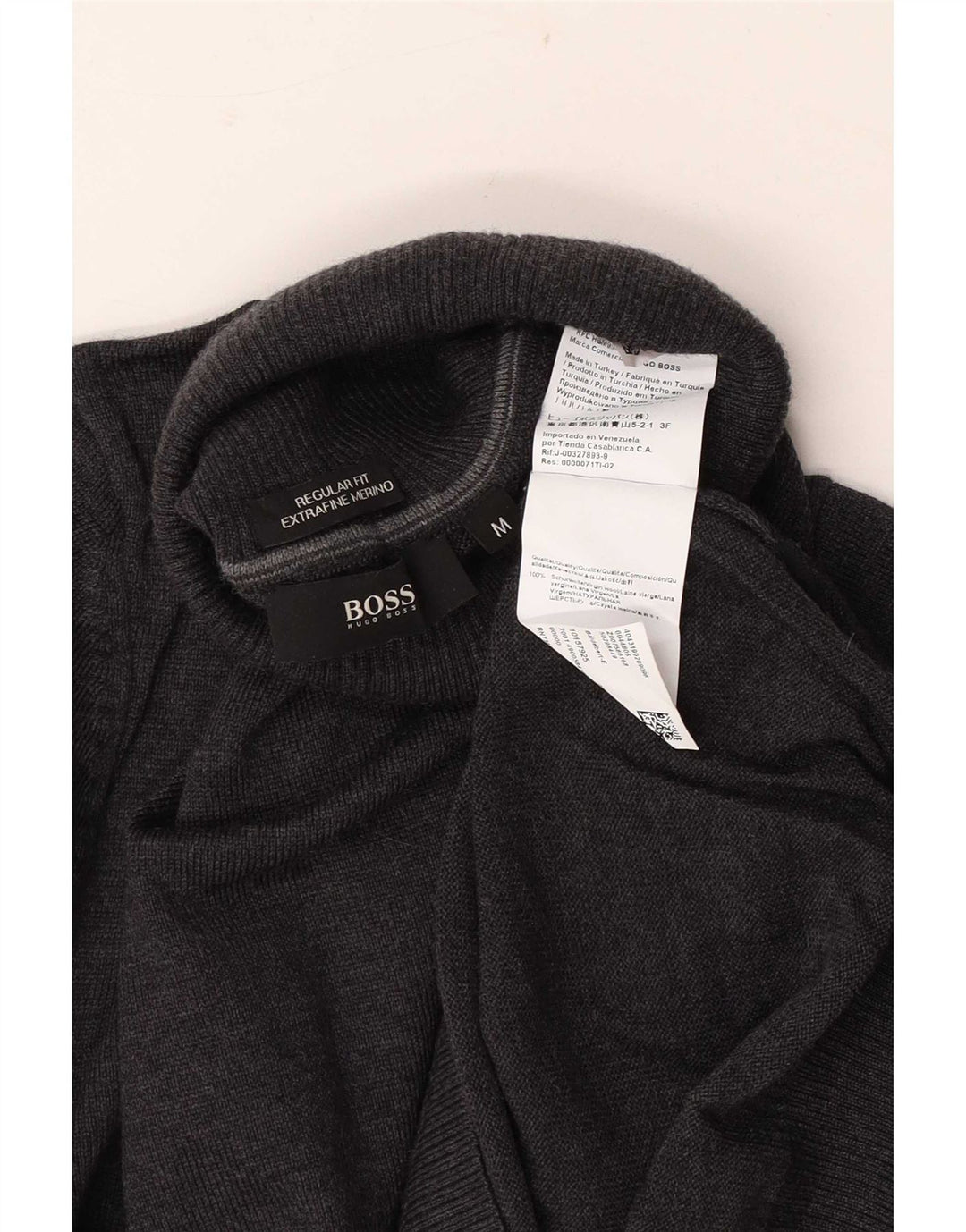 Suéter masculino Hugo Boss com ajuste regular e gola redonda, lã virgem cinza médio