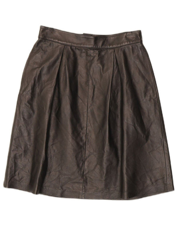 Saia de couro feminina vintage XS W25 couro preto