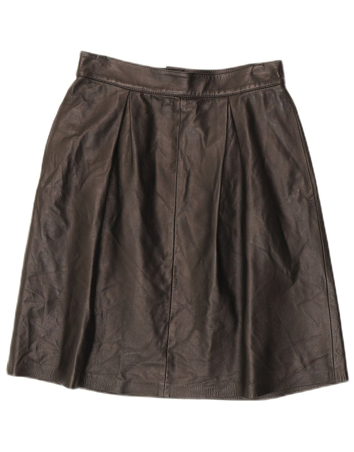 Saia de couro feminina vintage XS W25 couro preto